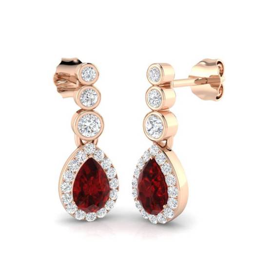 Pear Cut Ruby Gemstone Drop Earrings