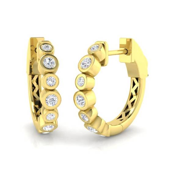 Round Diamond Designer Hoop Earrings