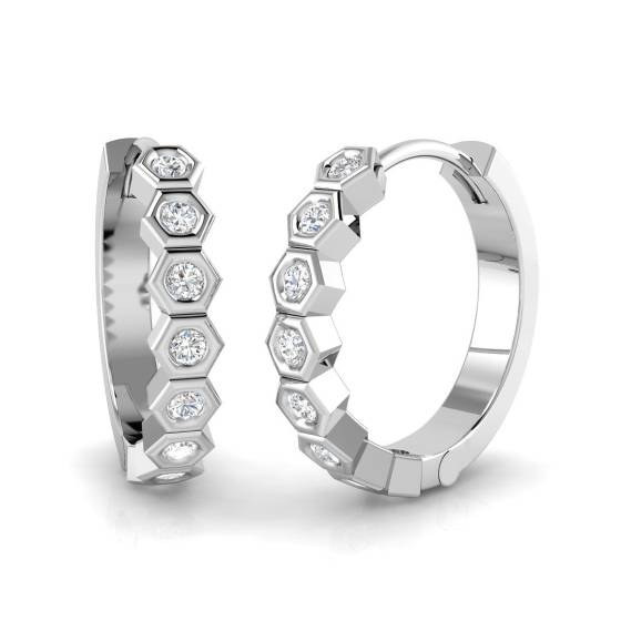 Round Diamond Designer Hoop Earrings