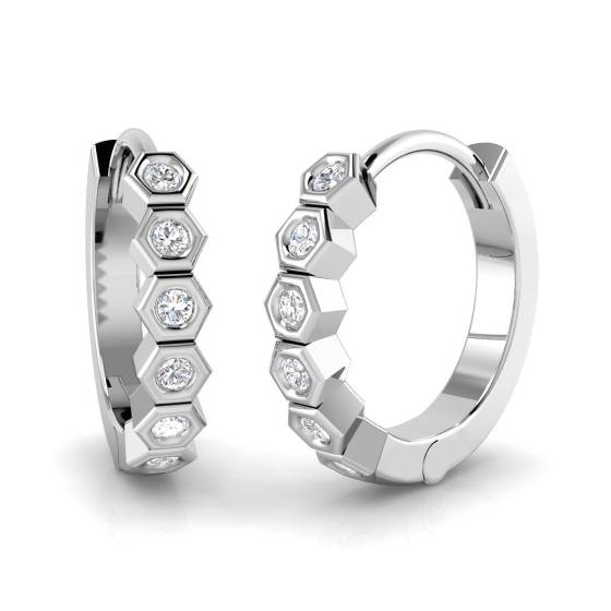 Round Diamond Designer Hoop Earrings