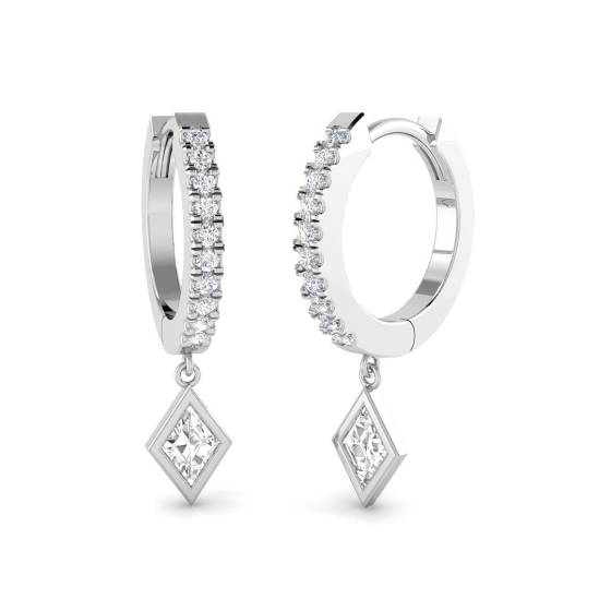 Round and Marquise Diamond Hoop Earrings
