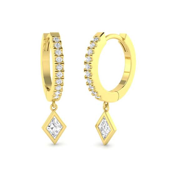Round and Marquise Diamond Hoop Earrings