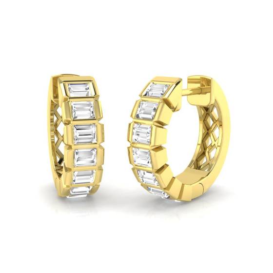 Baguette Diamond Designer Hoop Earrings