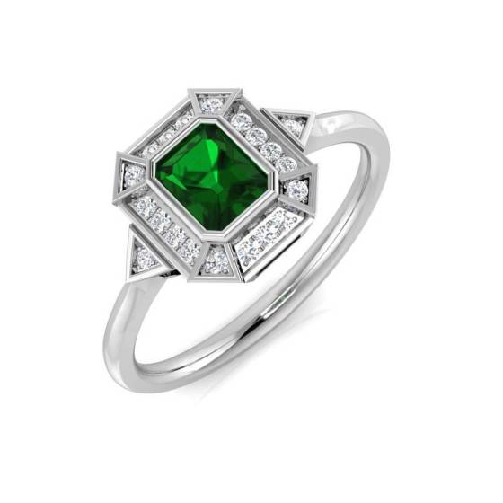 Emerald Cut Emerald Gemstone Bezel Set Ring