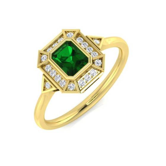 Emerald Cut Emerald Gemstone Bezel Set Ring
