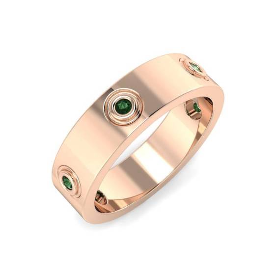 Round Cut Tsavorite Gemstone Bezel SetRing