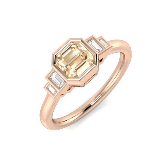 Cushion Cut Morganite Gemstone Bezel Set Ring
