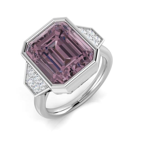 Emerald Cut Amethyst Gemstone Bezel Set Ring
