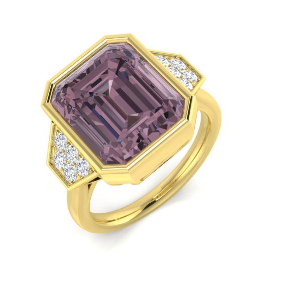 Emerald Cut Amethyst Gemstone Bezel Set Ring