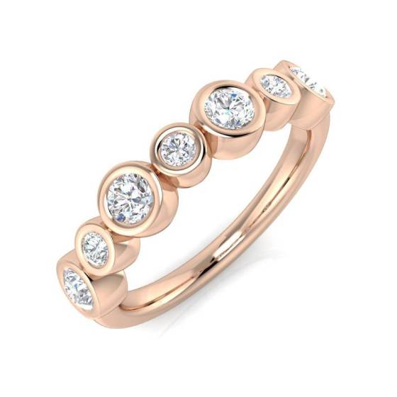 Round Cut 7 Stone Bezel Set Diamond Ring