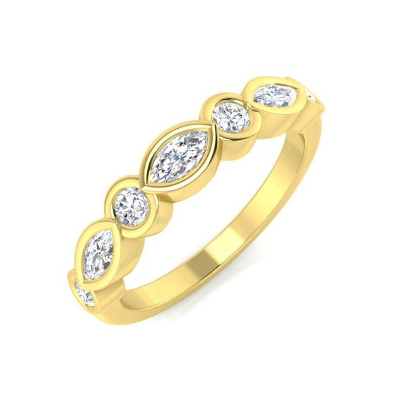 Round and Marquise Bezel Set Half Eternity Ring