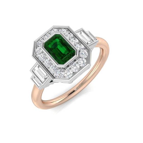 Emerald Cut Emerald Gemstone Bezel Set Ring