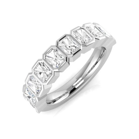 Emerald Diamond Bezel Set Half Eternity Ring