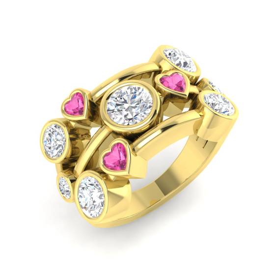Heart Cut Pink Sapphire Bezel Set Ring