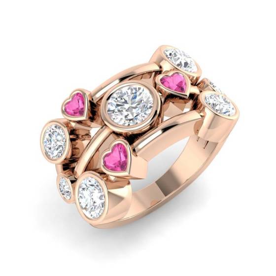 Heart Cut Pink Sapphire Bezel Set Ring