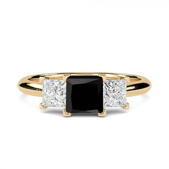Princess Black Diamond Trilogy Ring