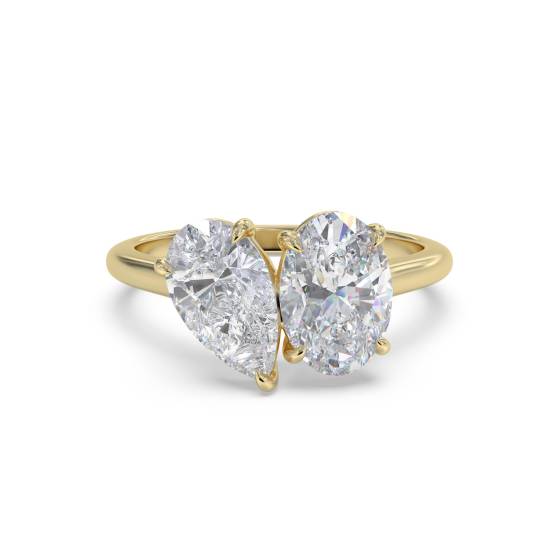Pear and Oval Two Stone Diamond Ring