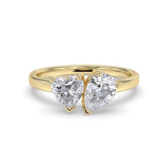 Heart and Pear Two Stone Diamond Ring