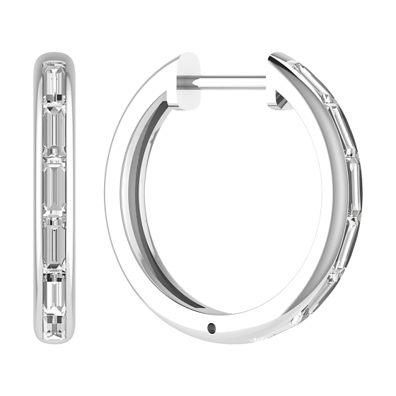 Baguette Cut Diamond Set Hoop Earrings