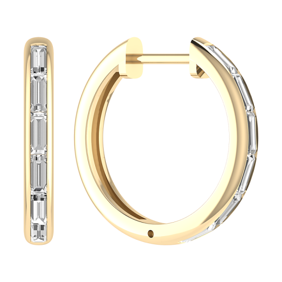 Baguette Cut Diamond Set Hoop Earrings
