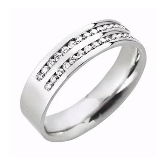5mm Double Row 40% Diamond Wedding Ring