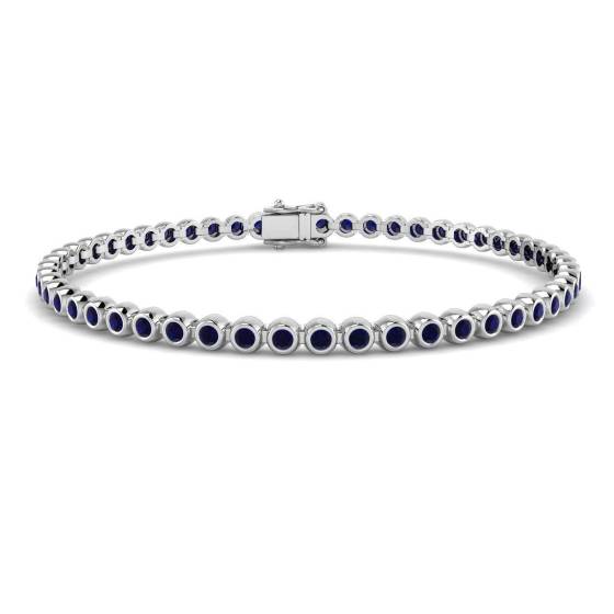 Round Cut Blue Sapphire Gemstone Bracelet