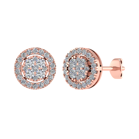 0.55ct Round Diamond Set Cluster Earrings