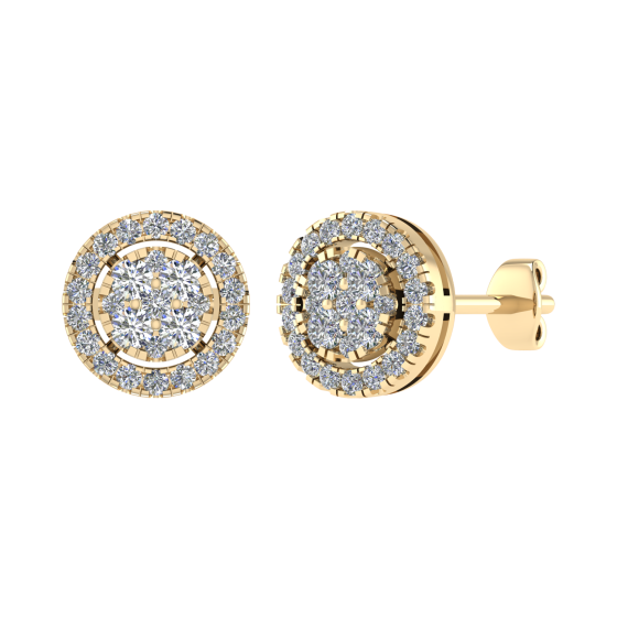 0.55ct Round Diamond Set Cluster Earrings