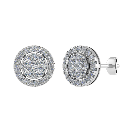 0.80ct Round Diamond Set Cluster Earrings