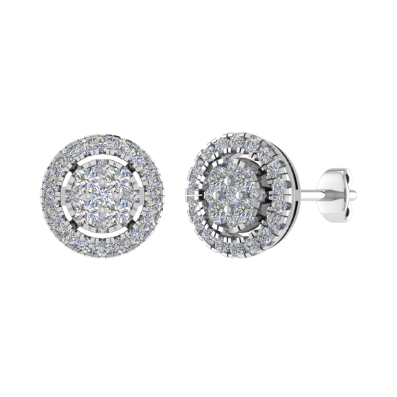 0.70ct Round Diamond Set Cluster Earrings