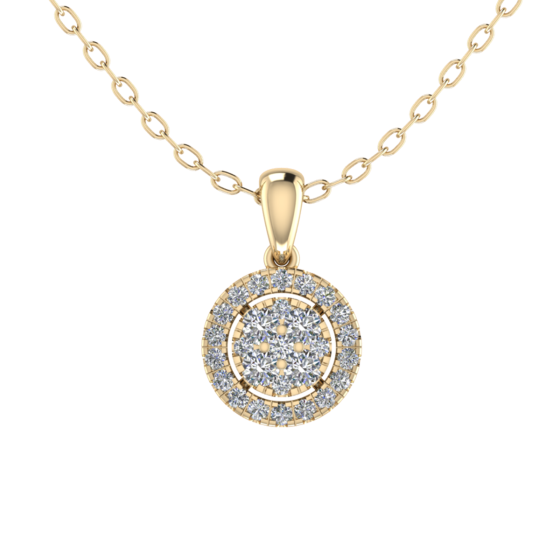 Round Diamond Set Cluster Pendant