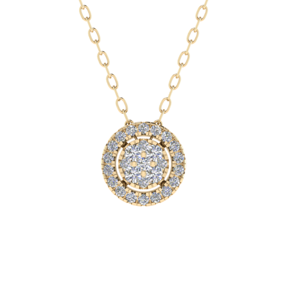 Round Diamond Set Cluster Pendant