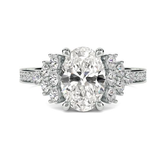 Oval and Round Diamond Vintage Ring