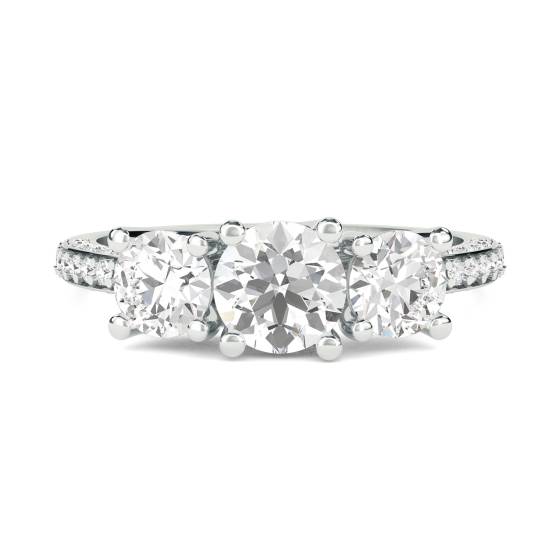 Round Diamond Trilogy Engagement Ring