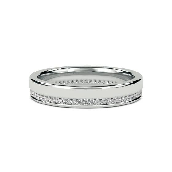 Brushed Finish 4mm Round Diamond Wedding Ring