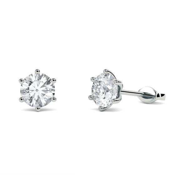Traditional Round Diamond Stud Earrings