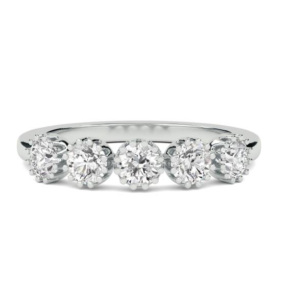 5 Stone Round Diamond Half Eternity Ring