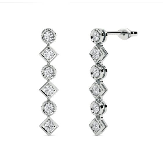 Elegant Round Diamond Drop Earrings
