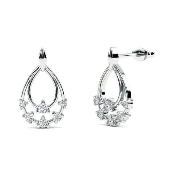 Elegant Round Diamond Drop Earrings
