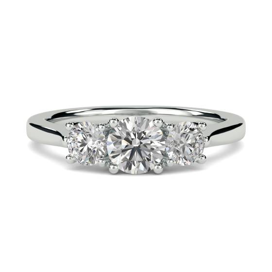 Modern Round Diamond Trilogy Ring