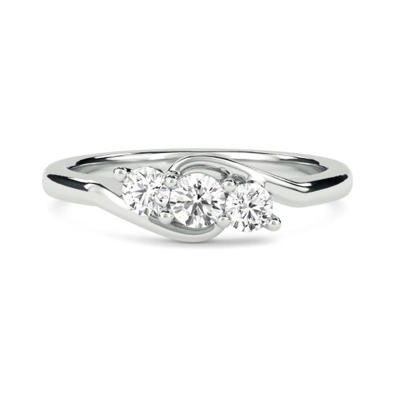 Modern Round Diamond Trilogy Ring