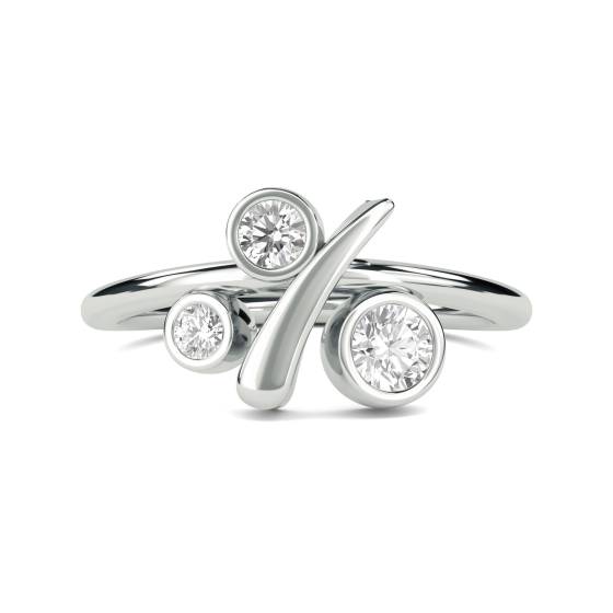 Unique Round Diamond Bezel Set Bubble Dress Ring