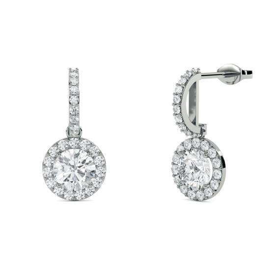 Elegant Round Diamond Single Halo Earrings