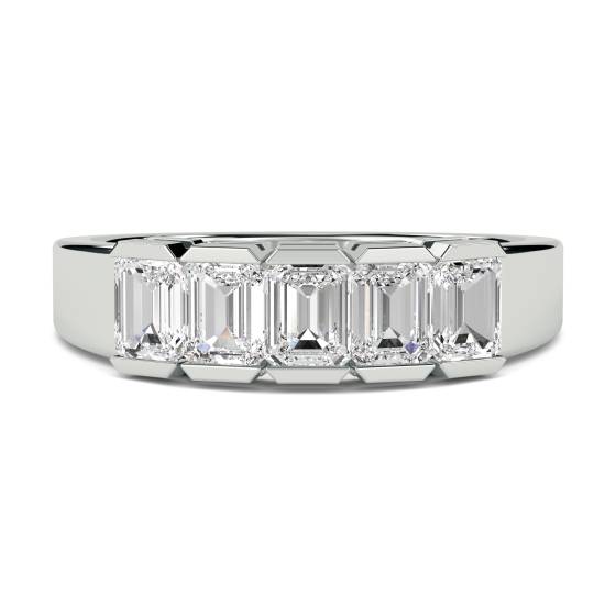 5 Stone Emerald Diamond Half Eternity Ring