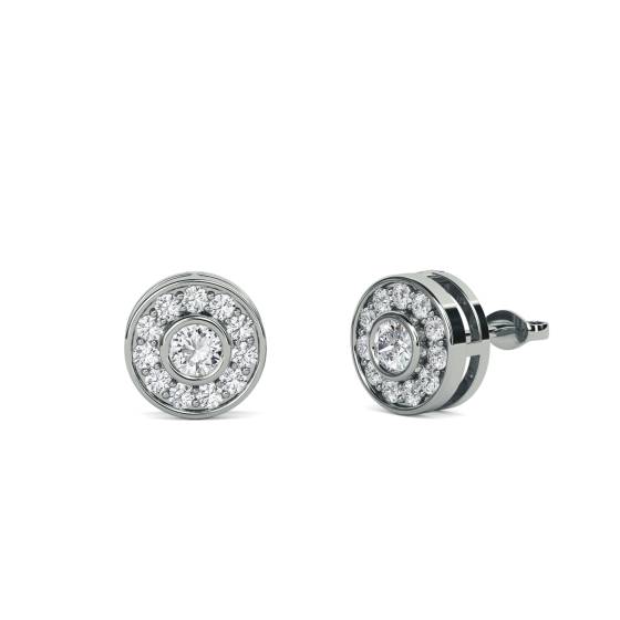 Round Diamond Single Halo Earrings
