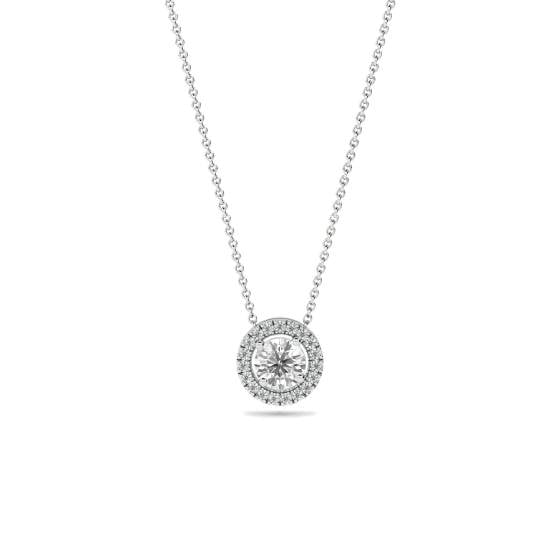 Round Diamond Single Halo Pendant