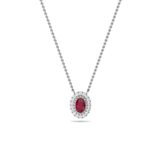 Oval Shaped Ruby and Diamond Pendant