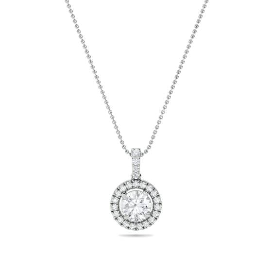 0.85ct Round Diamond Single Halo Pendant