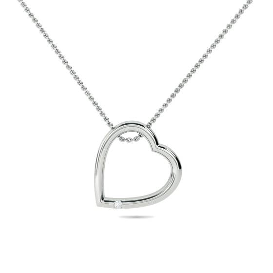 Classic Round Diamond Double Heart Pendant