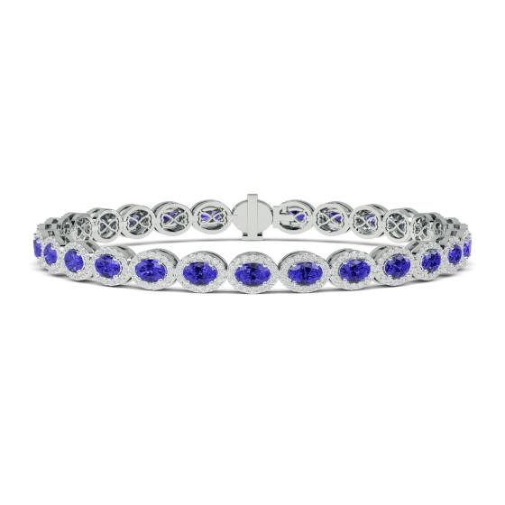 12.30ct Elegant Diamond and Blue Sapphire Tennis Bracelet